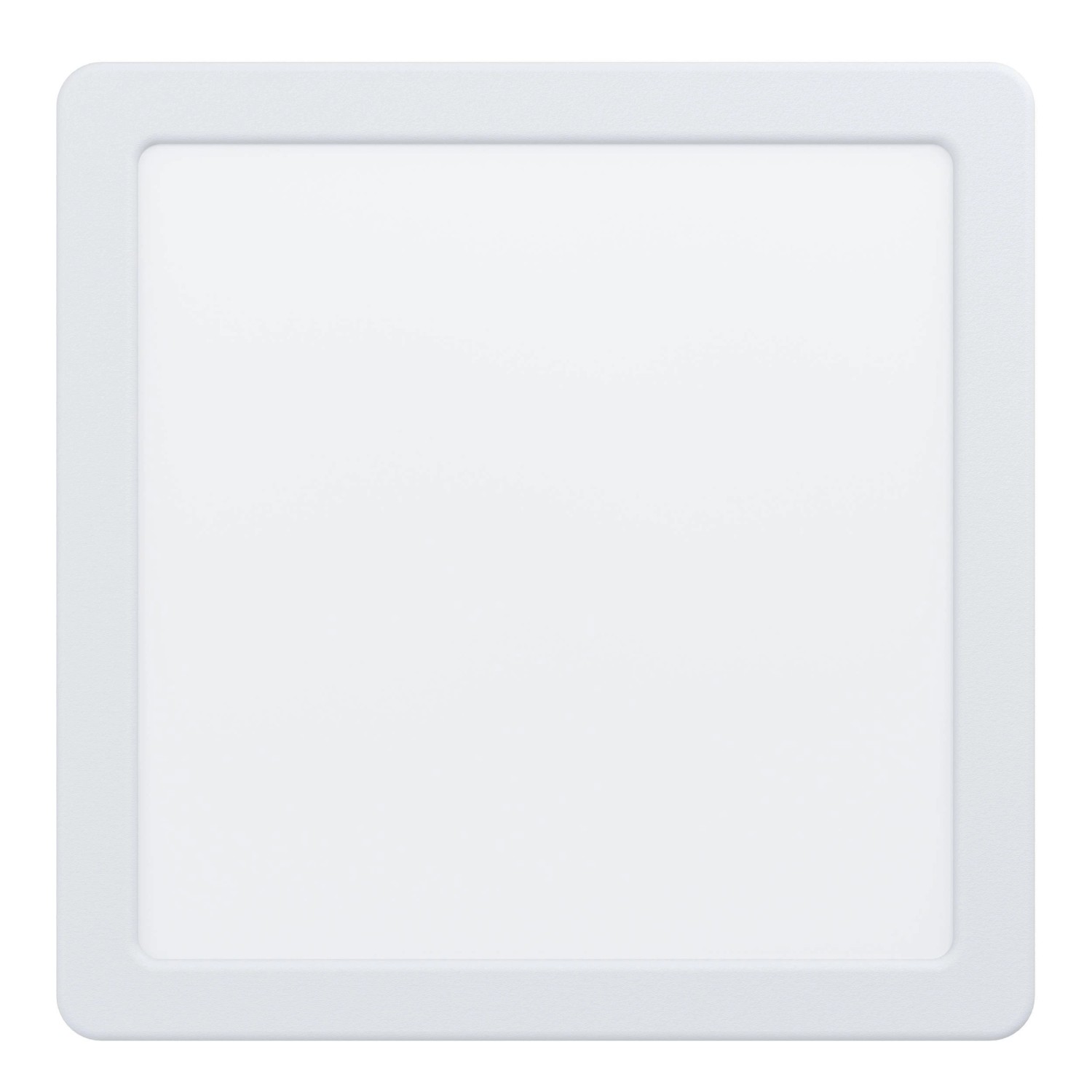 Quadratischer, weißer LED-Einbauspot Fueva 5 von Eglo, 21,6 cm x 21,6 cm.
