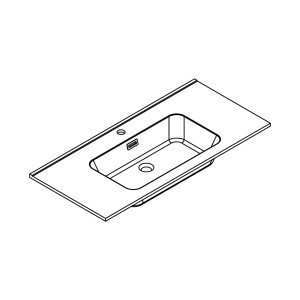 Fackelmann Vita Einzelwaschtisch, 101 cm, matt weiß, Gussmarmor, mit Hahnloch und Überlauf.