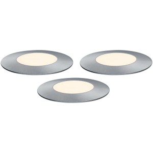 Paulmann Plug&Shine Bodeneinbaustrahler Set, 3er, Edelstahl, warmweiß für Aussenbeleuchtung.