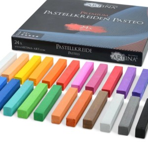 Artina Pasteo Weichpastellkreide, 24 Farben im Set, Künstlerfarben für Pastellmalerei.