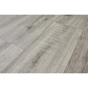 Grauer PVC-Bodenbelag in Dielenoptik, Meterware (Breite 400 cm).