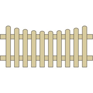 Staketenzaun mit Abwärtsbogen, druckimprägniert, 85x180 cm, Holzzaun für Garten.