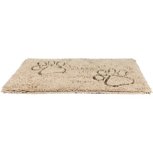 Beige Jollypaw Schmutzfangmatte (80x55cm) mit Pfotenabdruck, ideal als Hundedecke und für Fußbodenheizung.