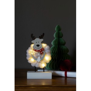 Konstsmide LED Holz Elch Silhouette mit Baumwolle, warmweiße Dioden, Weihnachtsdeko für Innen.