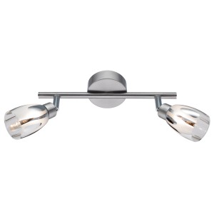 Halogen-Spot Frinco 2er, Nickel matt, mit Glas und Chrom für Deckenmontage.