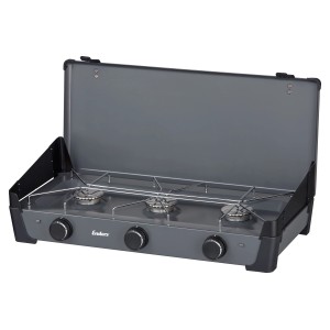 Enders Campingkocher Bondy 3-flammig, grau, mit Topfständer und Deckel für Camping & Outdoor.