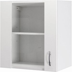 Flex-Well Hängeschrank Wito, 50 cm, Weiß, mit Stollenglastür und Einlegeboden.