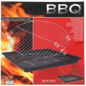 Schwarzes Grill Reinigungstablett (67x55x68cm) für saubere Grillroste. Praktische Grillutensilien für die Reinigung.
