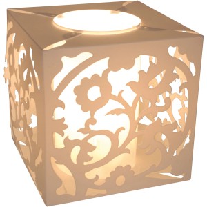 Weiße Näve Tischleuchte Tulip mit floralem Muster, Design-Tischlampe für stimmungsvolles Licht.