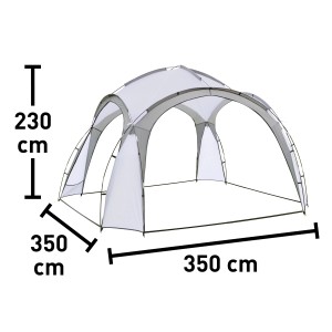 Eventzelt Eldora, hellgrau, 3,5x3,5x2,3m. Pavillon mit UV-Schutz und Mesh-Seitenwänden.