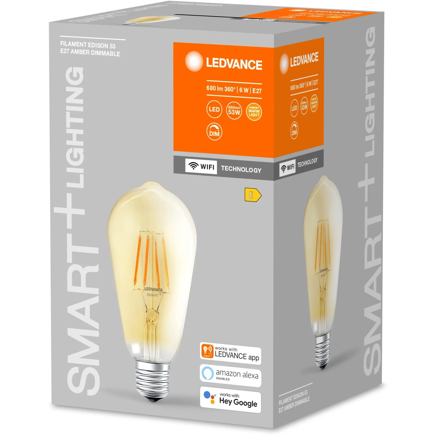 Ledvance Smart+ Filament Edison E27, 6W, Gold, dimmbar. Smarte LED Lampe im Retro-Design.