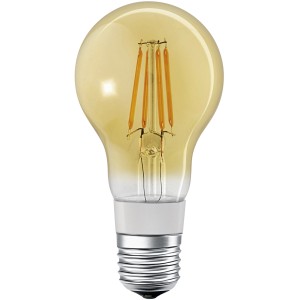 Ledvance Smart+ Bluetooth LED-Lampe, Kolbenform, Filament Gold, E27, 5,5W. Smarte Glühbirne für stimmungsvolles Licht.