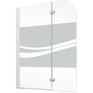 Schulte Badewannenaufsatz, 2-teilig, 112x140 cm, Dekor Liane Weiß, Echtglas.