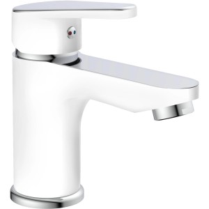 Schütte Waschbeckenarmatur Alaska, Chrom/Weiß, Einhebelmischer für Waschtisch.