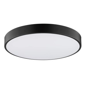 Moderne, runde LED-Deckenleuchte Vadin in Schwarz-Weiß, Ø 49 cm, mit RGB-Funktion.