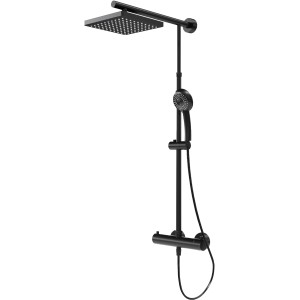 Schulte ExpressPlus Duschsystem Rain Classic mit Thermostat Black Style eckig