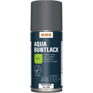 OBI Buntlack Spray, Anthrazit RAL 7016, matt, 150ml. Wasserbasierter Lack für Holz, Metall & Kunststoff.