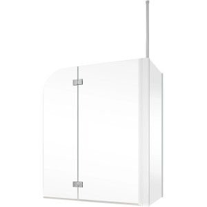 Schulte Badewannenaufsatz, 2-teilig mit Seitenwand, Echtglas, mit Deckenstange.