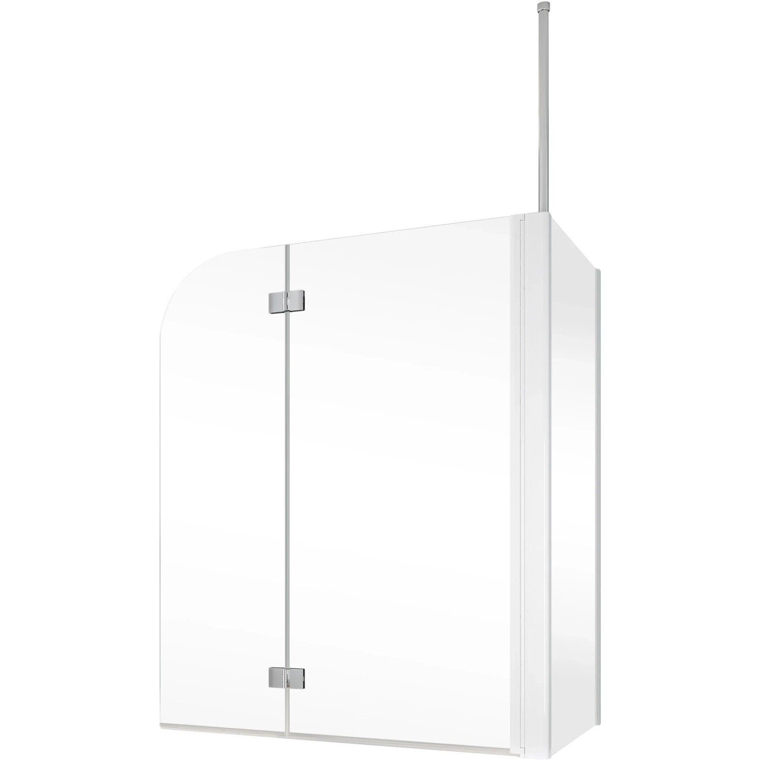 Schulte Badewannenaufsatz, 2-teilig mit Seitenwand, Echtglas, mit Deckenstange.