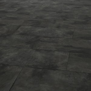 Verlegte, dunkle Feinsteinzeug Bodenfliese Togo in Betonoptik, 59,8x29,8 cm.