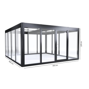 SunElements Gartenhaus SunGarden Infinity 4.4, anthrazit-metallic, 19,6 m² mit Acrylglaswänden.
