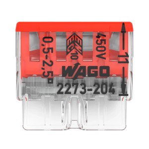 Wago Verbindungsdosenklemme, 4-polig, rot, für Leiter von 0,5-2,5 mm²