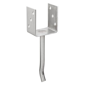 LUX Pfostenträger U-Form Edelstahl mit Steindolle, geeignet für 90 mm Pfosten.