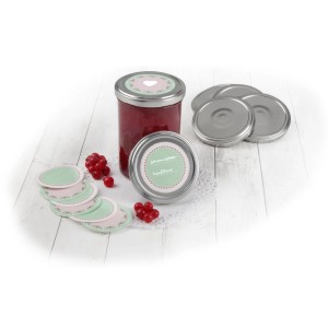 Dr. Oetker Marmeladendeckel-Set Silber mit Deckeln und Etiketten für Gläser.