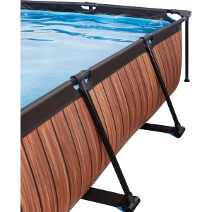 EXIT Wood Pool, brauner Stahlrahmenpool 220x150x65 cm mit Filterpumpe.