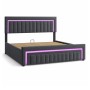 okwish Polsterbett mit LED Beleuchtung Schubladen Jugendzimmer 180x200cm Grau