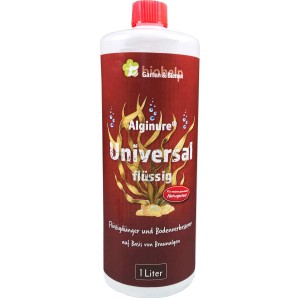 Flasche Biohelp Braunalgendünger Universal Flüssig 1 l für vitalere Pflanzen.