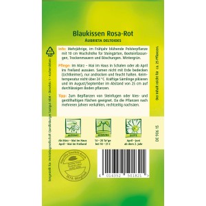 Samentüte Quedlinburger Blaukissen Rosa-rot für Steingärten, Beeteinfassungen und mehr.