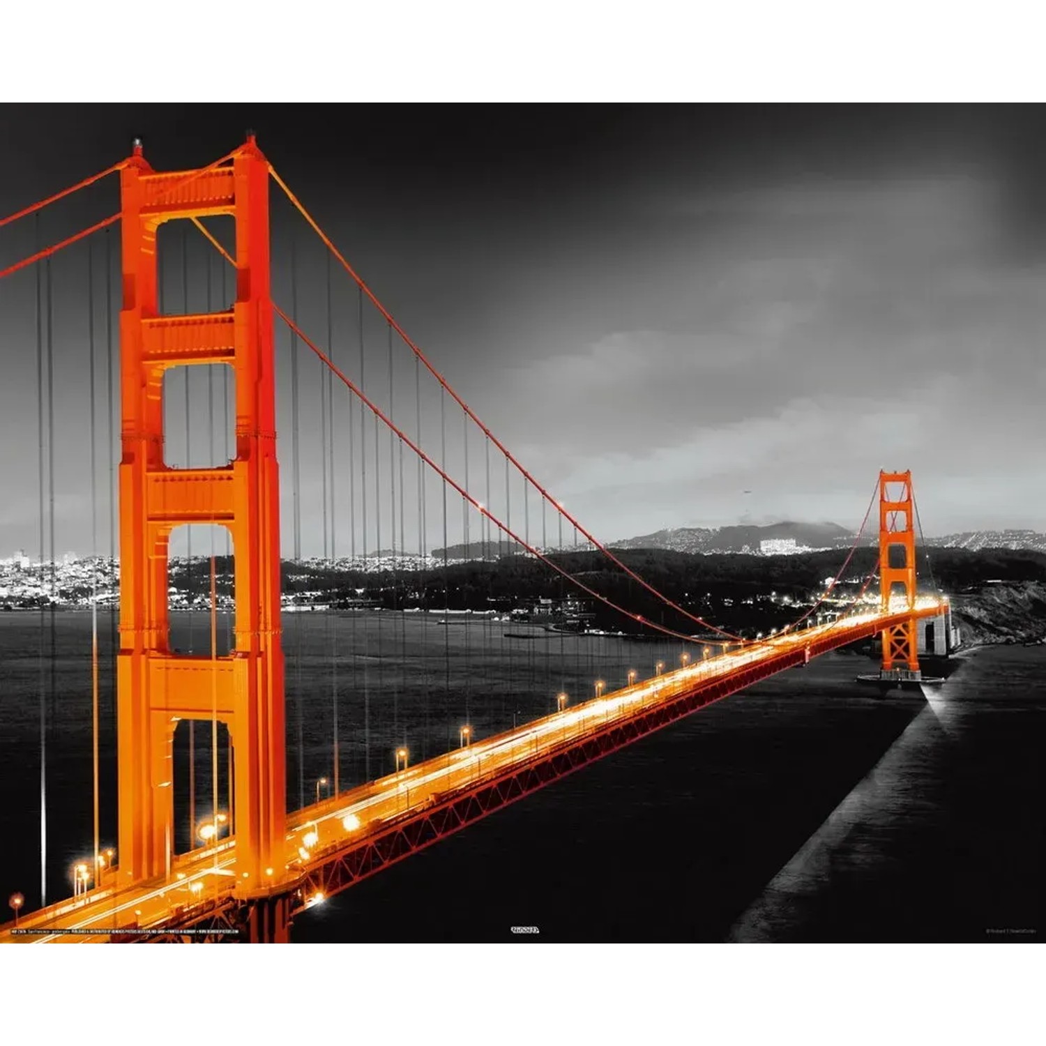 Deco Panel Fertigbild: Golden Gate Bridge, San Francisco, 40x50 cm. Wandbild mit berühmter Brücke.