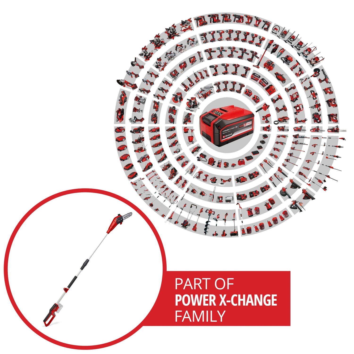Einhell Akku-Hochentaster GC-LC 18/20 Li T-Solo, Teil der Power X-Change Familie.