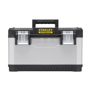 STANLEY FATMAX Werkzeugbox Metall-Kunststoff 20, silber-schwarz, mit robusten Metallschließen und Tragegriff.