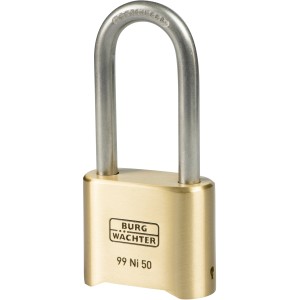 Burg Wächter Vorhangschloss 99 Ni 50 HB 65 SB mit Messingkorpus und Edelstahlbügel.