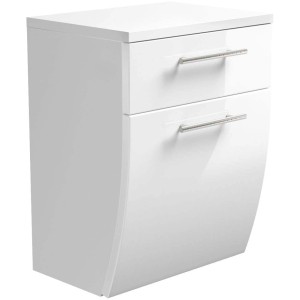 Posseik Bad-Hängeschrank Salona, weiß, 40 cm breit, mit zwei Schubladen und silbernen Griffen.
