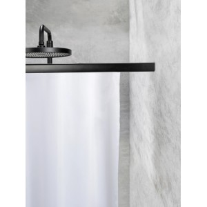 Schwarze Schöner Wohnen Teleskop-Duschschiene Jete mit Duschvorhang und Regendusche.