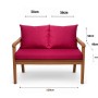 Setgarden Bankkissen-Set, Rose, 120x60 cm + 2 Rückenkissen für 2-Sitzer Gartenbank.