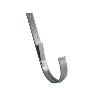 Graues Marley Dachrinnen-Eisen RG 100 zur Befestigung von Kunststoff-Dachrinnen.