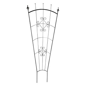 Dunkelgraues Rank-Spalier in Fächerform, 180 cm hoch, aus pulverbeschichtetem Stahl für Kletterpflanzen.