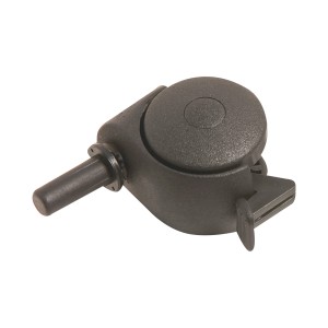 Schwarze Doppelrolle Ø 50 mm mit Stift und Feststeller, Tragkraft 30 kg.