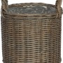 Grauer Polyrattan-Korb mit Griffen, 27,5x27,5x31,5 cm, ideal als Übertopf für Innen- und Außenbereich.