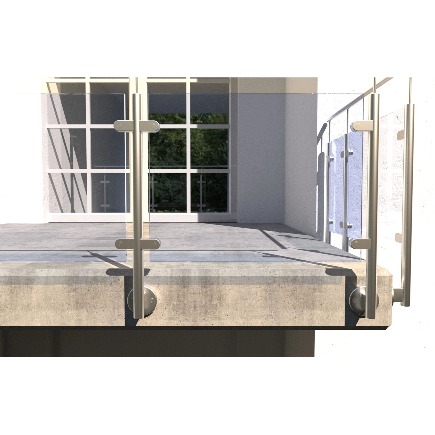 Montierte Reling mit fischer Bolzenanker FAZ II Plus 8/10 gvz galvanisch verzinkt.