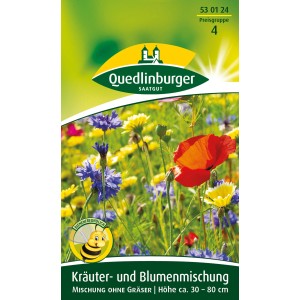 Quedlinburger Kräuter- und Blumenmischung ohne Gräser, ideal für naturnahe Gärten.