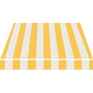 Spettmann Kassettenmarkise VC 1000, 250x150 cm, gelb-weiß gestreift. Markise mit silbernem Gestell.