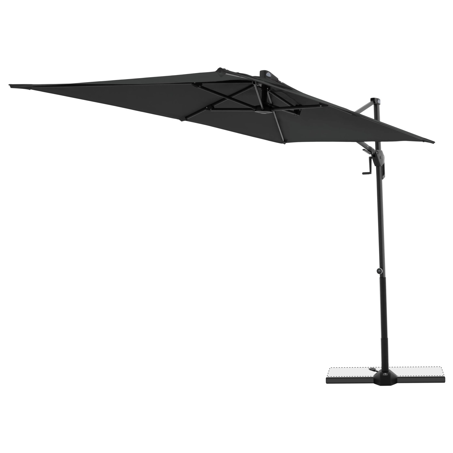 Rechteckiger, anthrazitfarbener Doppler Balkonschirm Active Green Edition, 240x135 cm, mit 6 Streben.