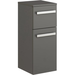 Pelipal Bad-Hochschrank Serie 4005 in Steingrau, 30 cm breit, mit Schublade und Softclose.