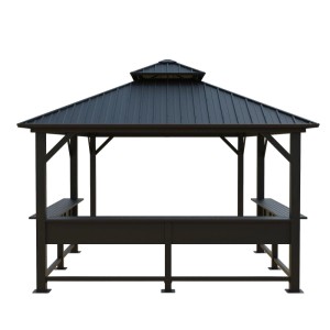 Schwarzer Sojag Pavillon Bondi 1220 mit Stahldach und Ablageflächen.