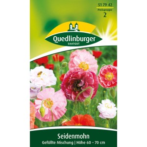 Quedlinburger Seidenmohn, gefüllte Mischung in Rot, Rosa und Weiß für Beet und Rabatten.